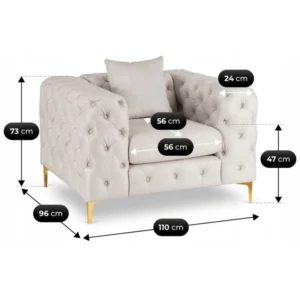 SORRENTO 1S Fotoliu din catifea crem