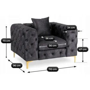 Scaun SORRENTO 1S din velur negru