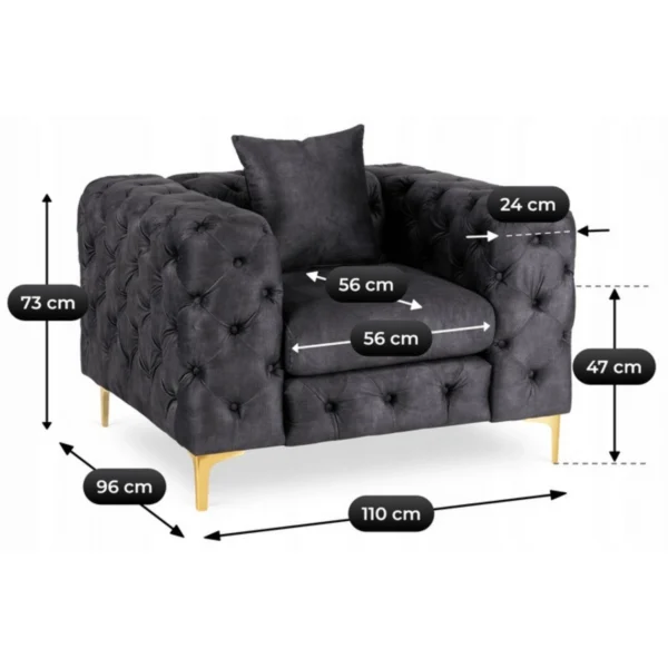 Scaun SORRENTO 1S din velur negru