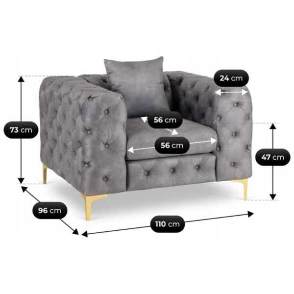 product-3783-7 SORRENTO 1S Fotoliu Velur Gri