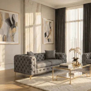 Canapea SORRENTO 2S Canapea dublă Grey velour — Canapele și sofale