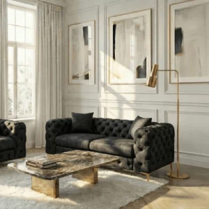 Canapea cu două locuri SORRENTO 2S, velur negru