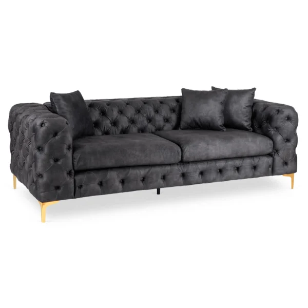 product-3788-0 SORRENTO 3S canapea cu trei locuri Velur negru — Canapele și sofale