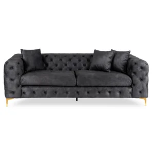 product-3788-1 SORRENTO 3S canapea cu trei locuri Velur negru — Canapele și sofale