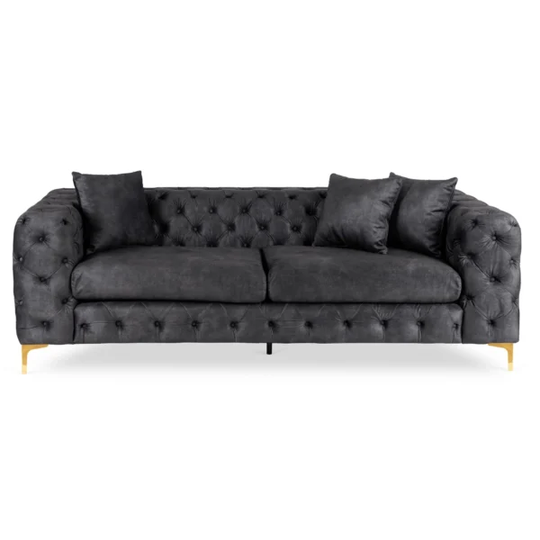 product-3788-1 SORRENTO 3S canapea cu trei locuri Velur negru — Canapele și sofale