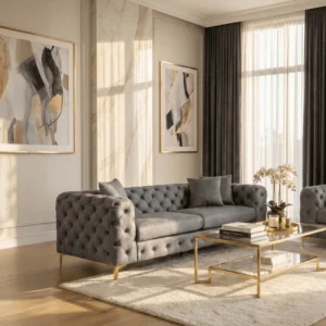product-3789-0-1 SORRENTO 3S canapea cu trei locuri Velur gri — Canapele și sofale