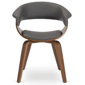 Scaun GARY din piele ecologică Gri/Nuc