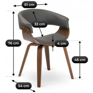 Scaun GARY din piele ecologică Gri/Nuc