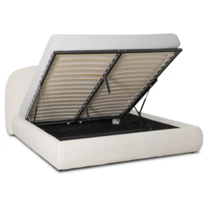 Pat ROSSO 160x200 cu spațiu de depozitare Cream Boucle