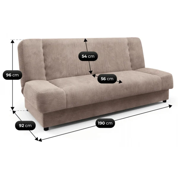 Canapea extensibilă din catifea bej PIANO