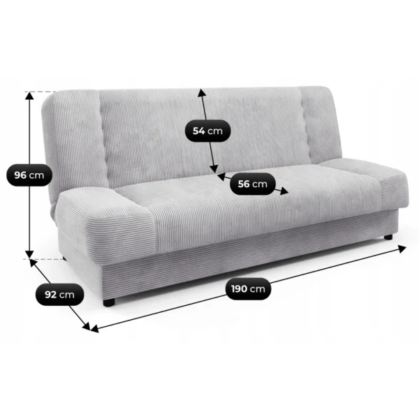 Canapea extensibilă PIANO din catifea gri