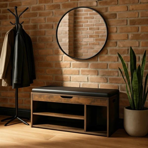 Dulap pentru pantofi ALEC, 100 cm, stejar rustic/negru