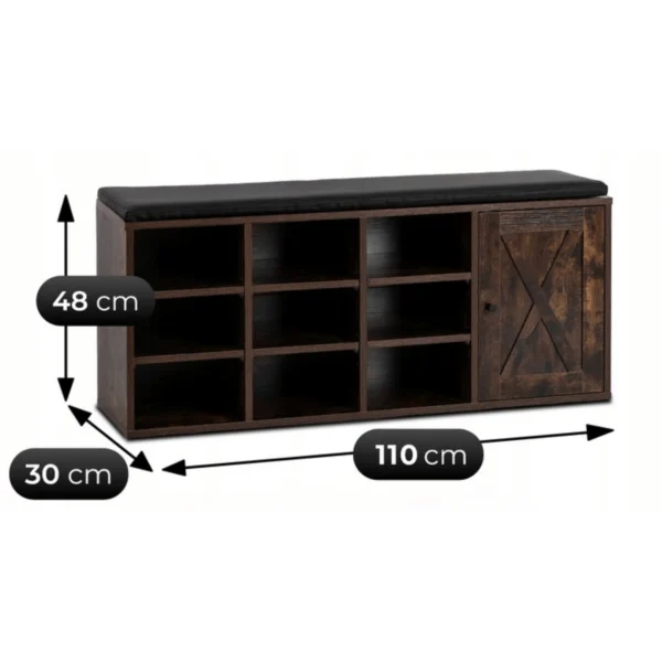 ARYA dulap pentru pantofi 110 cm Stejar rustic — Dulapuri și lăzi pentru pantofi