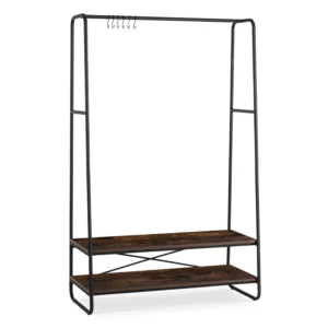 JOEL 100 cm cuier de hol cu rafturi stejar rustic/negru — Cuiere