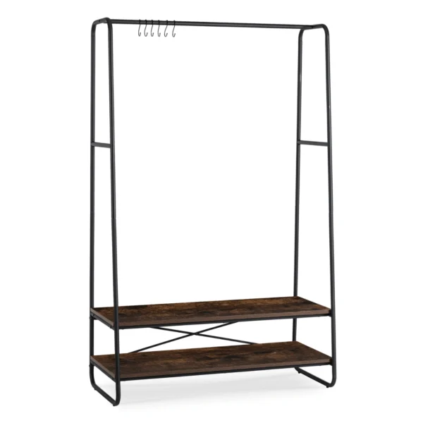 JOEL 100 cm cuier de hol cu rafturi stejar rustic/negru — Cuiere