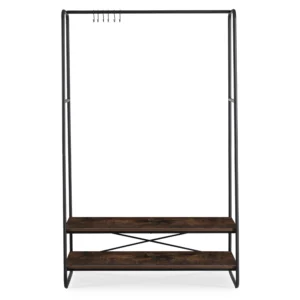 JOEL 100 cm cuier de hol cu rafturi stejar rustic/negru — Cuiere