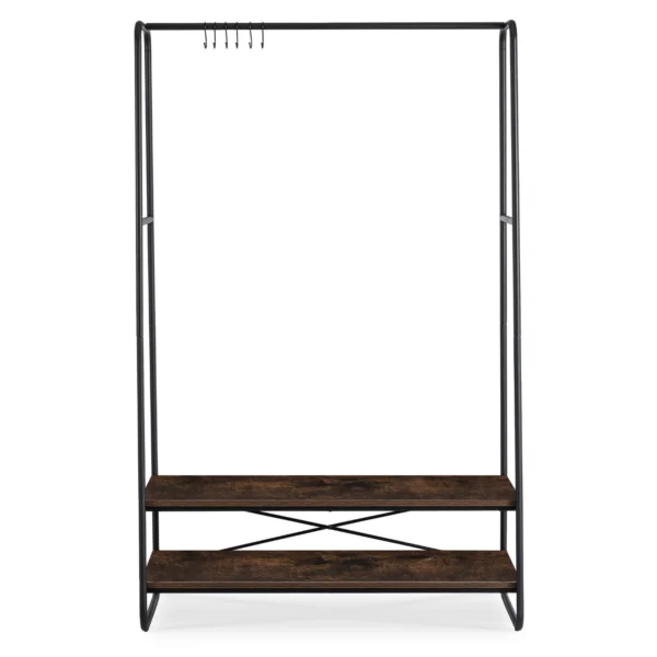 JOEL 100 cm cuier de hol cu rafturi stejar rustic/negru — Cuiere