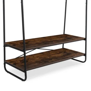 JOEL 100 cm cuier de hol cu rafturi stejar rustic/negru — Cuiere