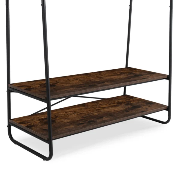 JOEL 100 cm cuier de hol cu rafturi stejar rustic/negru — Cuiere