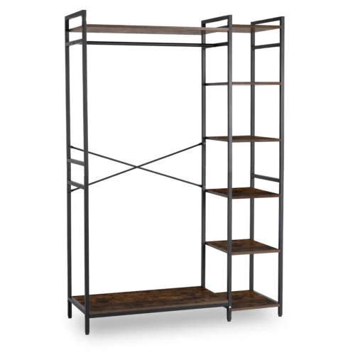 PIPER Cuier pentru hol 116 cm cu rafturi Stejar rustic/Negru