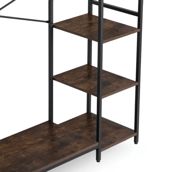 PIPER Cuier pentru hol 116 cm cu rafturi Stejar rustic/Negru