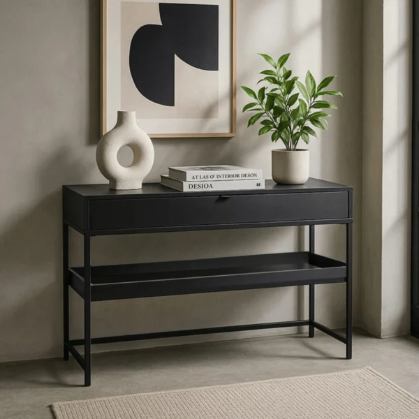 RUBY 100 cm Consolă de hol cu raft negru — MOBILA