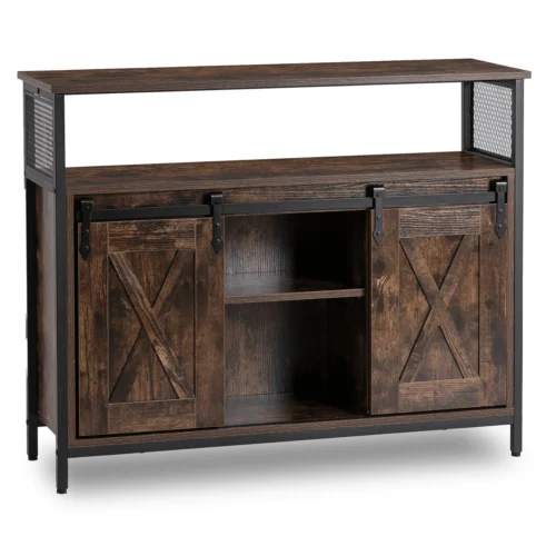 Comodă ARLO 100 cm cu rafturi, stejar rustic/negru