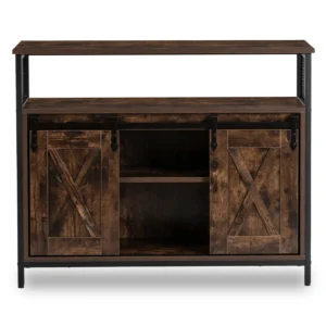 product-3820-1 Comodă ARLO de 100 cm cu rafturi, stejar rustic/negru — Comode