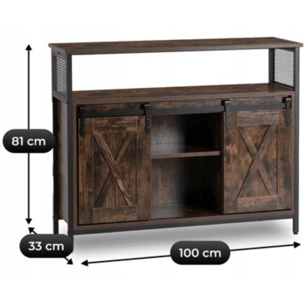 product-3820-6 Comodă ARLO de 100 cm cu rafturi, stejar rustic/negru — Comode