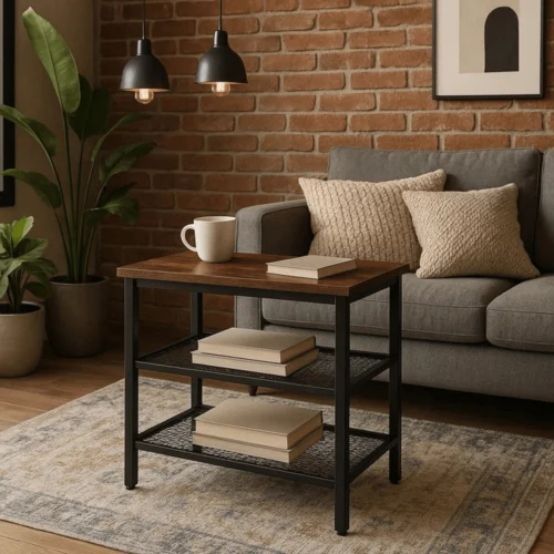 Măsuță de cafea CARTER 60 cm Stejar rustic/Negru