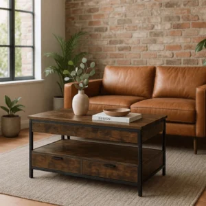 LUCA Masă extensibilă 100 cm Stejar rustic/Negru