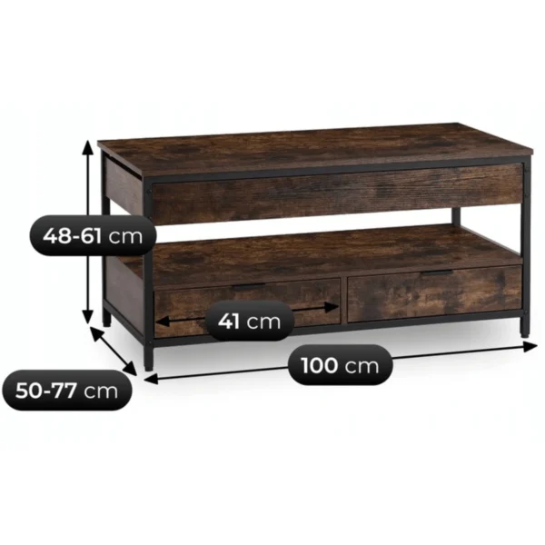 LUCA Masă extensibilă 100 cm Stejar rustic/Negru