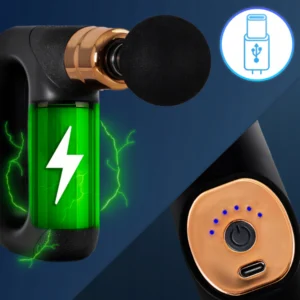 Pistol de masaj ME-MG05 cu 3 capete interschimbabile, negru