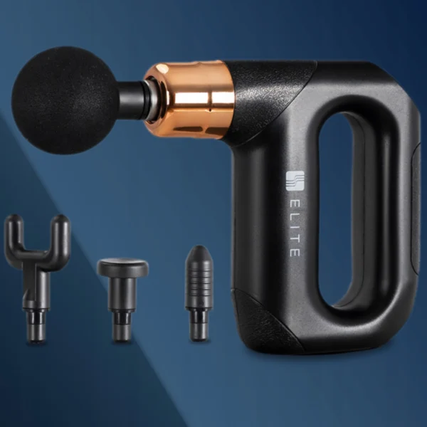 Pistol de masaj ME-MG05 cu 3 capete interschimbabile, negru