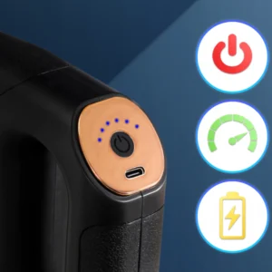 Pistol de masaj ME-MG05 cu 3 capete interschimbabile, negru