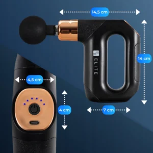 Pistol de masaj ME-MG05 cu 3 capete interschimbabile, negru