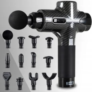 Pistol de masaj ME-MG06 cu 12 capete interschimbabile, negru