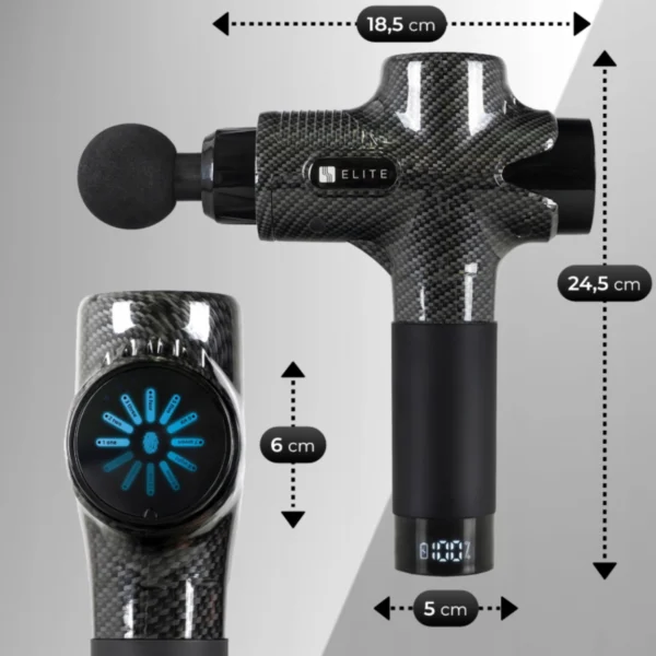 Pistol de masaj ME-MG06 cu 12 capete interschimbabile, negru