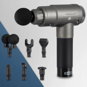 Pistol de masaj ME-MG07 cu 7 capete interschimbabile, gri