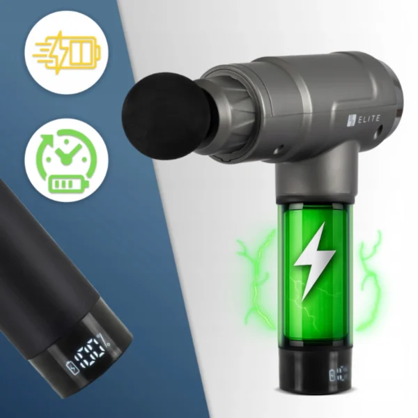 Pistol de masaj ME-MG07 cu 7 capete interschimbabile, gri