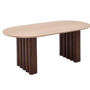 Masă ovală DARIO 200 cm Travertin/Nuc