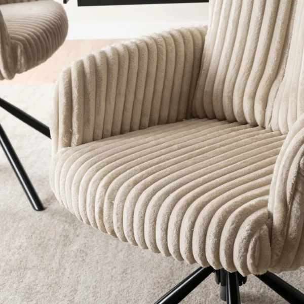 JUNE Scaun pivotant din catifea bej pentru sufragerie