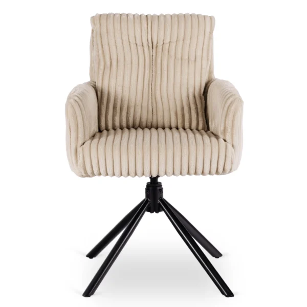 JUNE Scaun pivotant din catifea bej pentru sufragerie