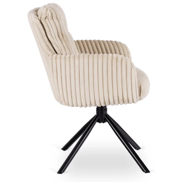 JUNE Scaun pivotant din catifea bej pentru sufragerie