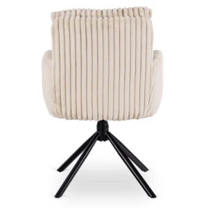 JUNE Scaun pivotant din catifea bej pentru sufragerie