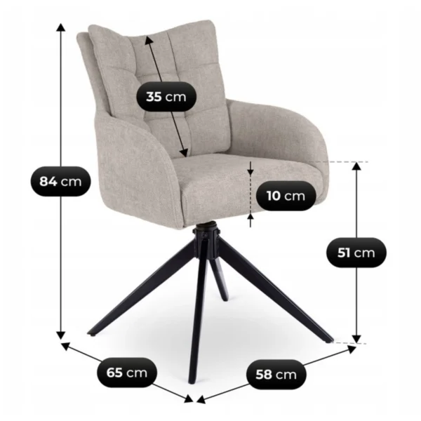 JULY Scaun pivotant gri pentru sufragerie