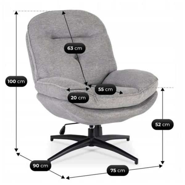 Scaun pivotant MESA, gri
