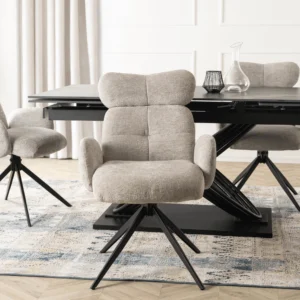 Scaun pivotant ALVARO Grey Boucle pentru sufragerie