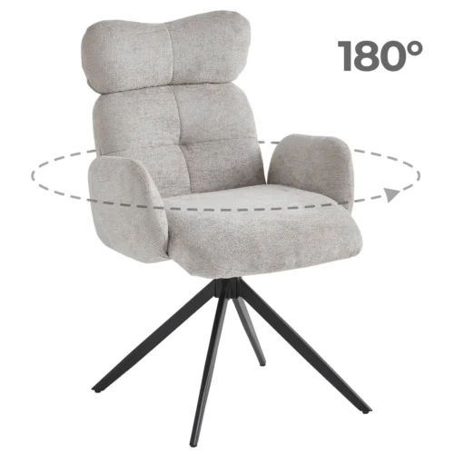 Scaun pivotant ALVARO Grey Boucle pentru sufragerie