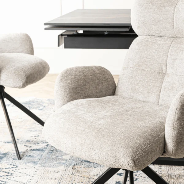 Scaun pivotant ALVARO Grey Boucle pentru sufragerie